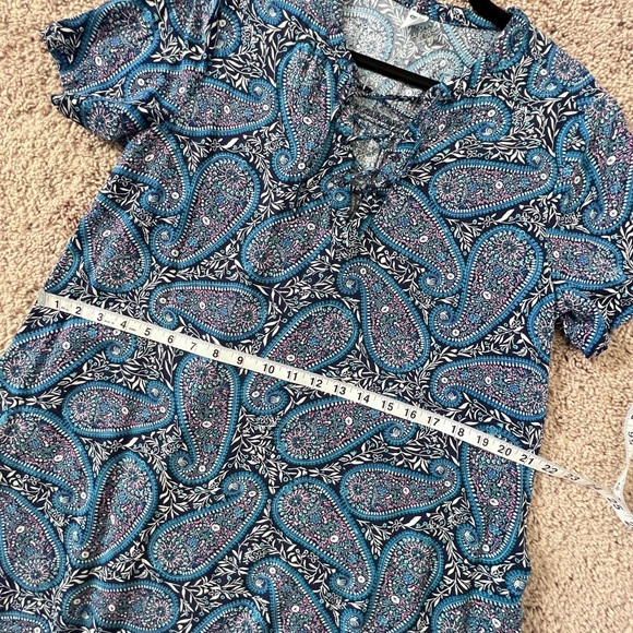Blue Paisley Shift Short Sleeve Dress - Picture 5 of 6